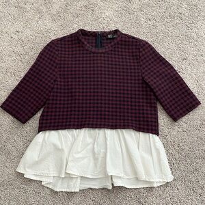 Zara TRF Collection Checkered Peplum  Sz XS